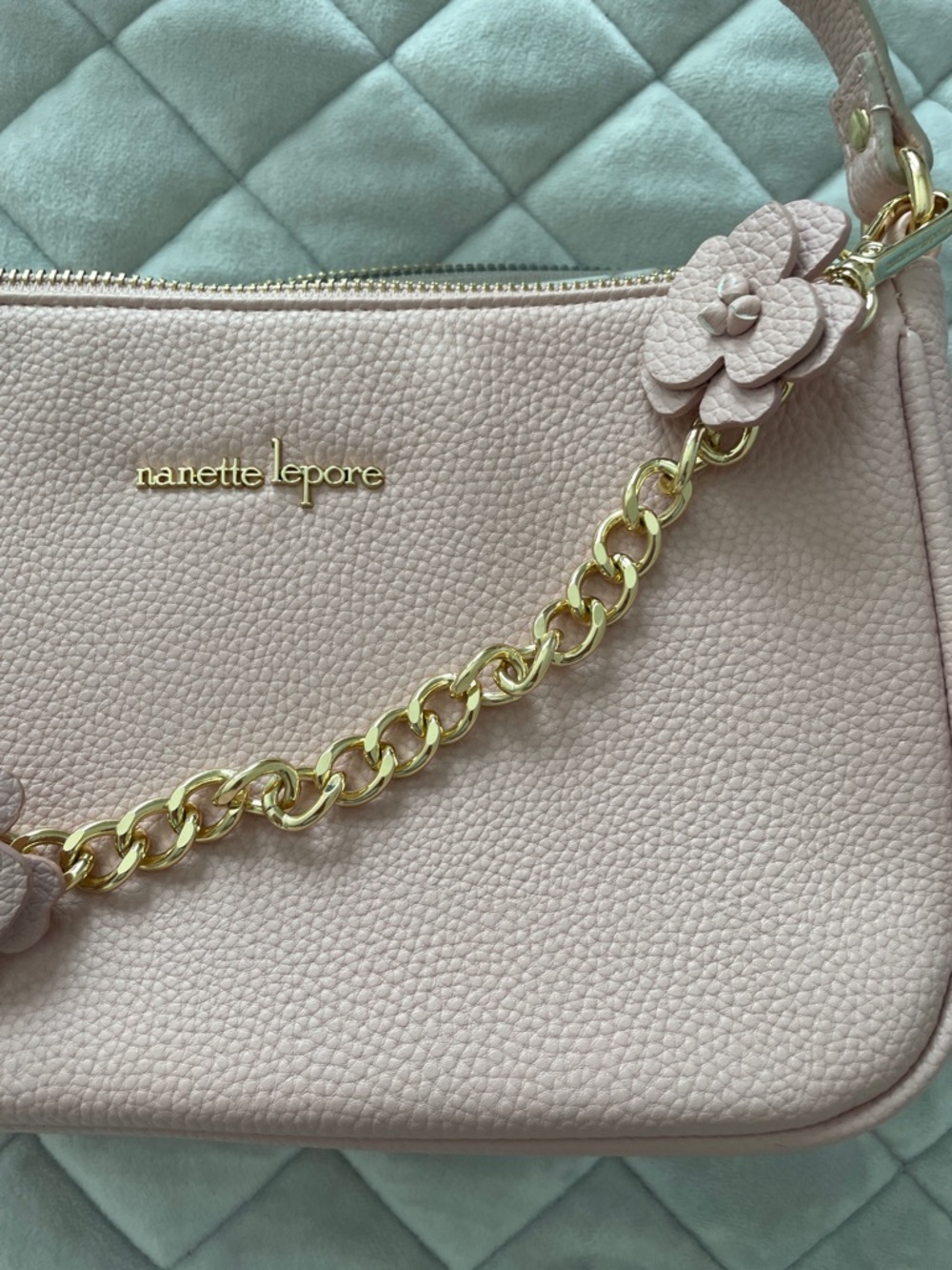 Nanette Lepore Pink Floral Chain-Accent Shoulder Bag - Picture 2 of 5